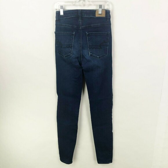 American Eagle Jeans Size 00 Highest Rise Jegging Blue Distressed Destroyed - Picture 4 of 7